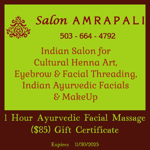 1 hr Ayurvedic Facial Massage ~ Salon Amrapali